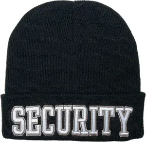 Black - Deluxe SECURITY Embroidered Watch Cap Winter Beanie for Law Enforcement Officers, Acrylic