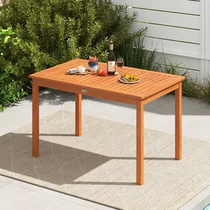 COSTWAY - Outdoor Dining Table for 4-6 People 48 Inches Wood Rectangular Patio Table