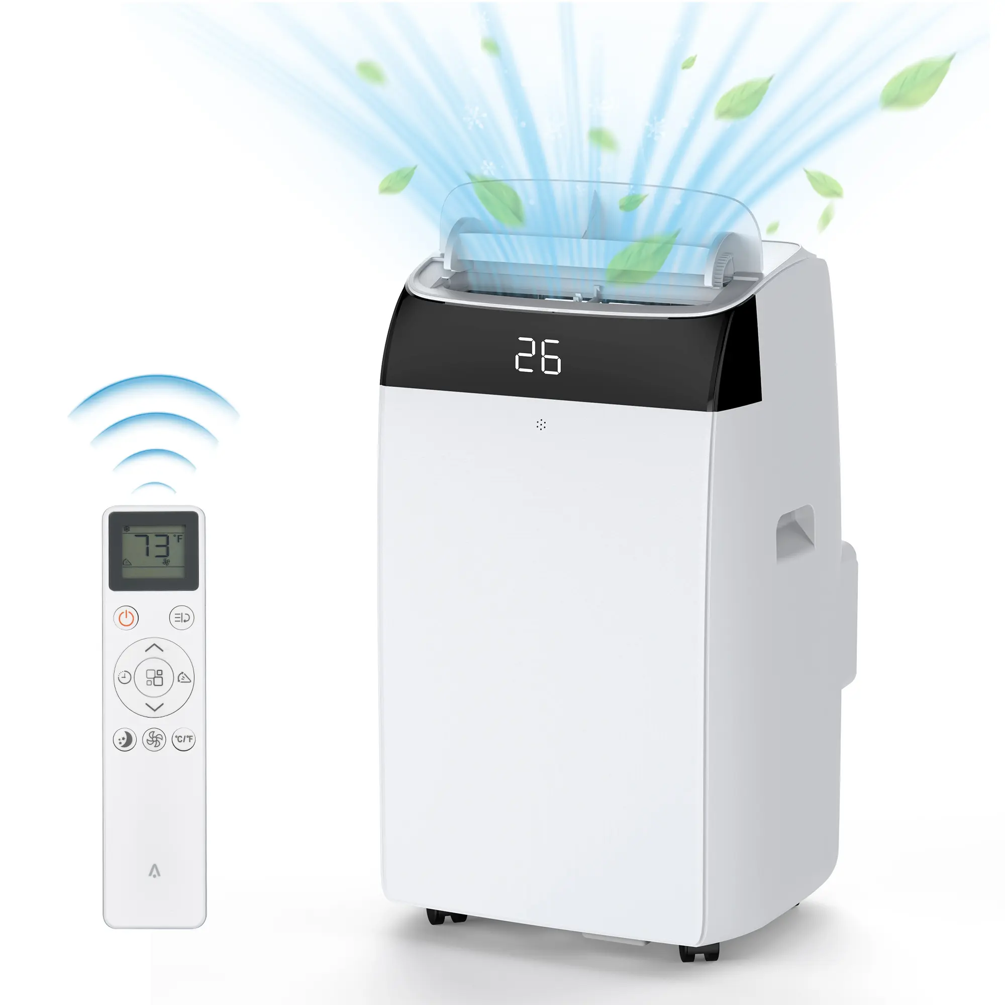 12000 BTU Portable Air Conditioner, Built-In Dehumidifier Small AC Unit, Easy To Move Indoor Cooler with Remote Control & Window Mount Exhaust Kit, Suitable for Rooms Up to 550 Sq.Ft