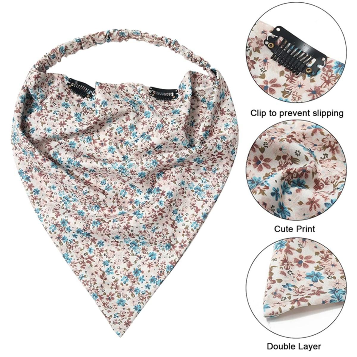 3PCS/Set Chic Style Floral Printed Elastic Hair Scarf Headband Chiffon Head Kerchief Headband Flower Hair Scarves Hair Clips Hair Bandanas Decoration