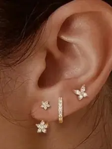 Mother's Day Gift Zircon Butterfly Flower Stud Earrings Women's Premium Earrings Set Gifts Valentine's Day Mother's Day Relatives Friends Lovers Studs Earrings