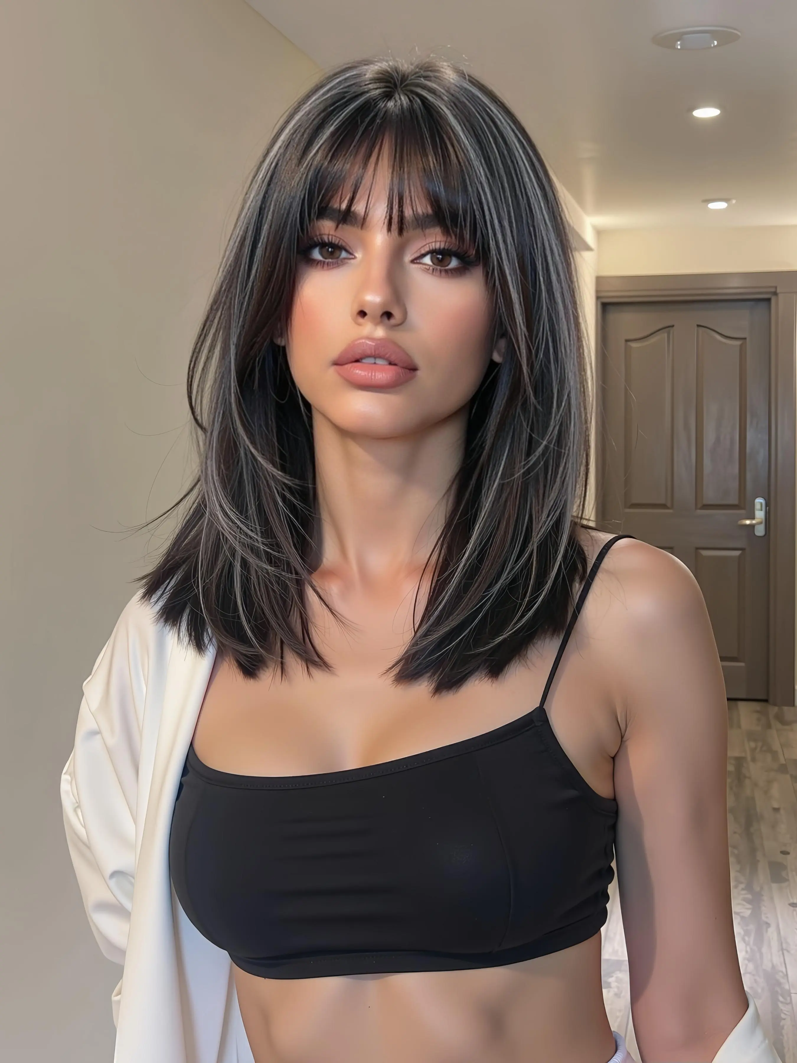 14 Inch   Straight Wigs for Women, Gorgeous Fluffy Wigs with Bangs, Synthetic Full Machine Wigs for Party, Daily Use, Silky Straight Wigs