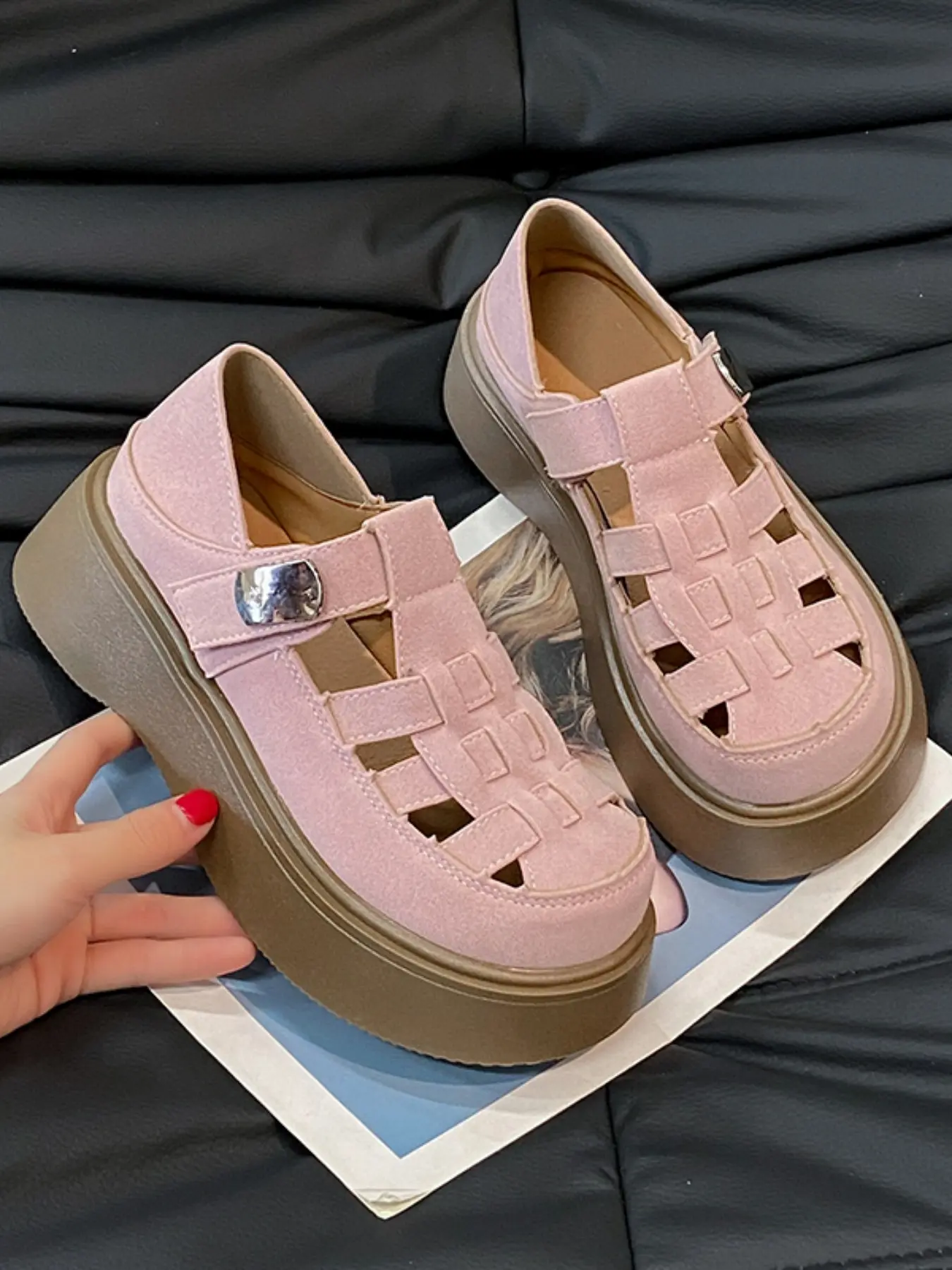 Women's Fashion Solid Color Gladiator Adjustable Strappy Sandals, Adjustable Platform Shoes, Lightweight Breathable Summer Footwear, Comfortable Daily Wear