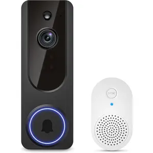 Doorbell Camera Wireless with Indoor Receiver, Baby Monitor, Battery Powered, AI Human and Motion Detection, 2 Way Talk, 1080P Night Vision, Cloud Storage (Sold Separately)
