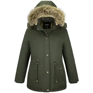 Women's Plus Size Sherpa Lined Winter Coats with Detachable Hood