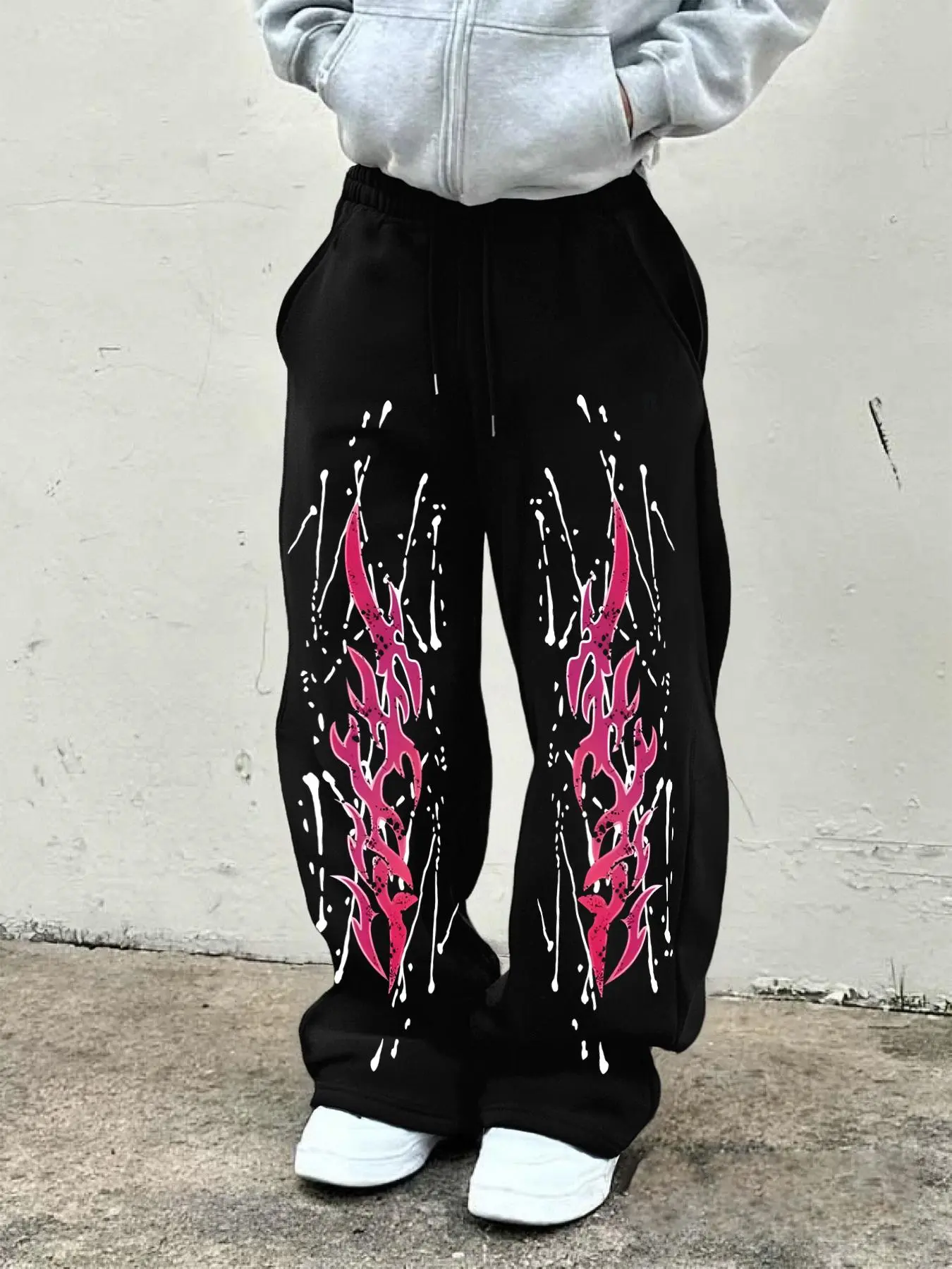 Fashionable Casual Street Style Gothic Graphic Text Pattern Printed Straight Fit Sweatpants Bottoms