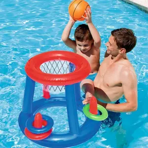 Water Basketball Hoop Set, Swimming Pool Inflatable Water Float Water Sports Toy, Water Games, Fun Outdoor Game for Kids & Adults, Portable Design for Easy Setup