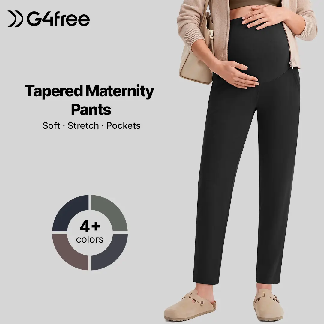 G4Free EverGoing Women's Maternity Tapered Ankle G4Free EverGoing Women's Maternity Tapered Ankle PantsPants with Pockets, Over-the-Belly Womenswear Bottom for Work, Casual Wear with Pockets, Over-the-Belly Womenswear Bottom for Work, Casual Wear