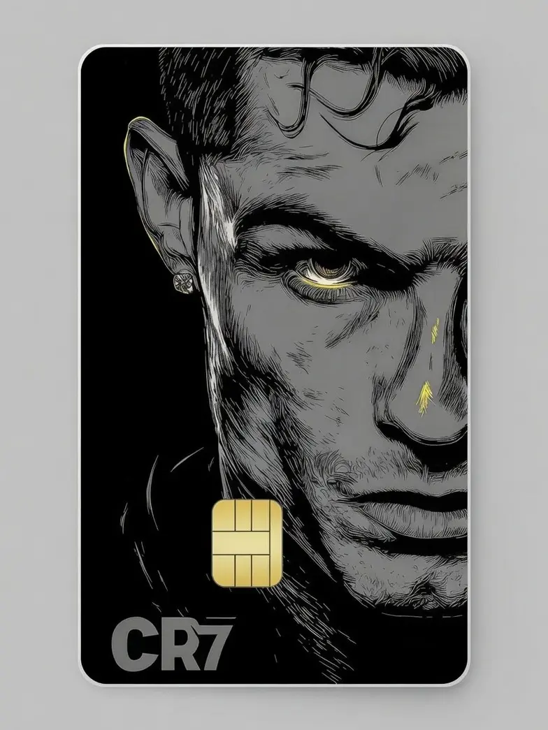 CR7 Black Art Credit Card Skin Matte Waterproof Sticker Decal Cover for Debit and Credit Cards