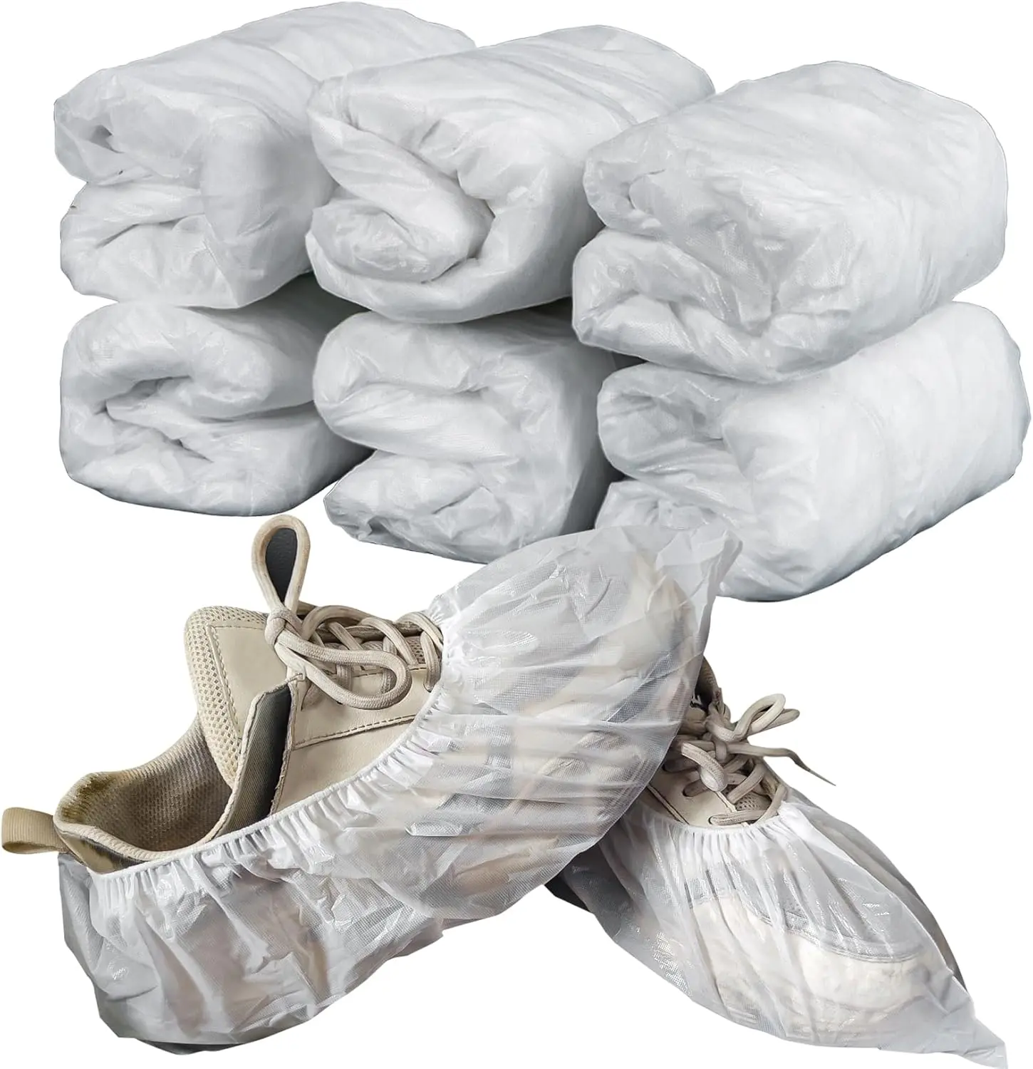 Disposable Waterproof Polyethylene Shoe Covers - 60-Pack (30 Pairs) Bulk Pack for Men/Women, All Sizes Universal Fit for House Cleaning Floor Care Home Supplies
