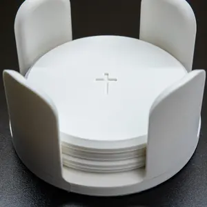 Minimalist Cross Coasters Set of 4 with Holder, Modern Decor, Religious Gift, 3D Printed Tableware
