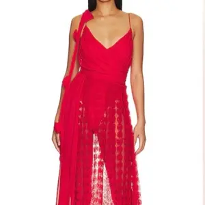 (XS) FOR LOVE & LEMONS Hannah Maxi Dress in Red/Roses, Size XS, Retail $320