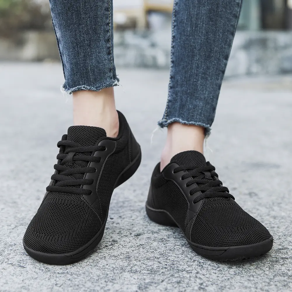 Women Minimalist Barefoot Slip On Wide Toe Box Sneakers Zero Drop Non Slip Lightweight Breathable Low Top Shoes for Beach Outdoor Running Walking Casual Trainers