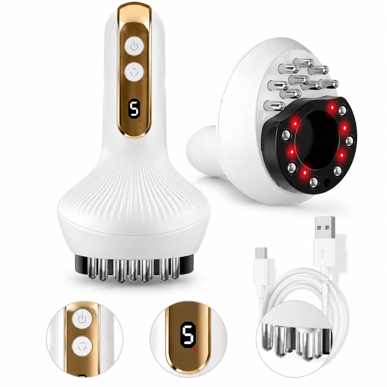 Cupping Massage Device & Gua Sha Tool, Electric Body Massage Device with Red Light and Heat Function for Back, Waist and Thigh，White, Massage Devices, Gift For Women