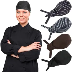4 Pack Adjustable Tie Back Chef Cap - Breathable Cooking Kitchen Hat for Women & Men
