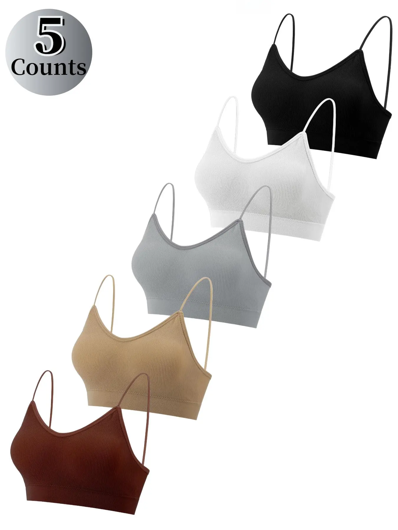Women's Solid Color Detachable Pads Wireless Bandeau Bra, Casual Comfortable Breathable Bra, Soft Lingerie for Daily Wear, Bra Pack, Soft Comfy Bra, Everyday Bras
