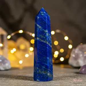 Natural Lapis Lazuli Crystal Tower Single Point Wand Blue Lapis Gemstone Obelisk Mineral Specimen Home Desk Decoration