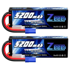 Zeee 2S 5200mAh 7.4V 50C Lipo Battery Hard Case Lipos with EC5 Plug for 1/8 1/10 RC Vehicles Car Slash RC Buggy Truggy RC Hobby(2 Pack) rc  battery LiPo Power Pack with Connector mobil  remote  control