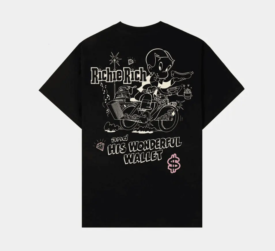Richie Rich Wonderful Wallet Retro Cartoon Black Tee