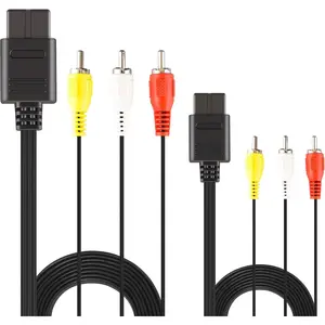 2 Pack 6Ft AV Cable N64 AV Cable Composite Retro Audio Video Standard Cord for Nintendo 64 TV Game/SNES/Gamecube/GC