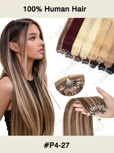 50pcs Micro Loop System Remy Human Hair Extensions Straight Micro Loop Hair Suitable for Women Comfortable And Secure Bonding 12-22Inch 30G