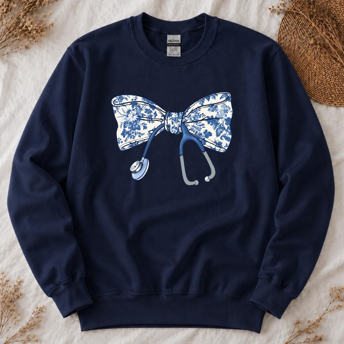 Nurse Sweatshirt, Floral Bow Stethoscope Crewneck, Cute Coquette Nursing Graphic Shirt, Nurse Gift for Women – Trend Cotton Shop