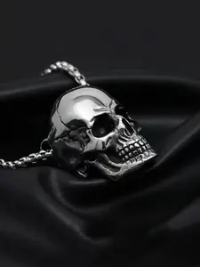 1Pc Gothic Punk Style Halloween Skull Pendant Necklace, modern versatile accessories, Birthday Anniversary Halloween Gift Christmas Gift, Jewelry Suitable for All Seasons, Suitable for Daily Wear and Attending Parties