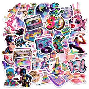 50pcs 90s Disco Retro Graffiti Stickers, Suitable for Scrapbooks, Diaries, Laptops, Water Bottles, Cars, Etc., Featuring Designs Based on Faith and Conveying Positive Messages, Car Decorative Sticker