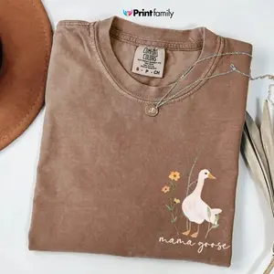Comfort Colors Mama Goose, Silly Goose Shirt, Goose Lover Tee, Goose Bumps T-shirt, Goose Tee, Goose Floral Tee, Goose Pregnancy Announcement Tee - Printfamily