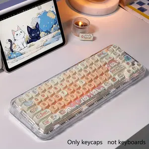 after shipment132-Key Strawberry & Cat Keycaps Compatible for MX Switch - PBT Mechanical Keyboard Keys with Cute Kawaii Girl Style, MOA Height Spherical Caps, Space (6.25U) - for gaming, Office, Gift for Women &