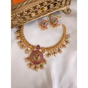 Mangli hasli gold plated necklace set