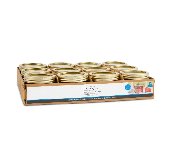 8 oz Glass Mason Jars 12-Pack Wide Mouth Half-Pint Jars with Lids for Candle Making & Homemade Gifts Ideal for Canning & DIY Projects