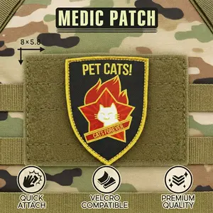 Fun Cat Tactical Patch with Velcro Adhesive, Durable Materials, Perfect for Tactical Vests and Backpack, DIY Clothes Patch for Unique Style