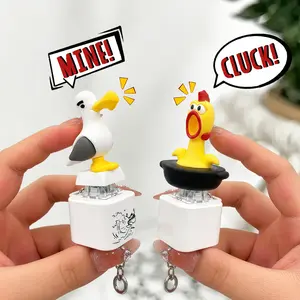 "Mine!" Seagull Keychain Clip, Cute Bird Sound Button with LED Light, Funny Interactive Gag Toy Gift for Friends & Family