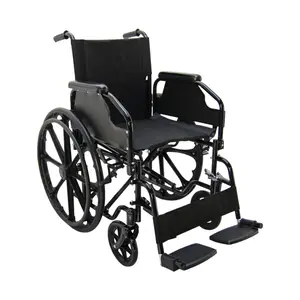 Lightweight Folding Transport Wheelchair for Seniors, Heavy Duty Manual Wheelchair with Padded Armrests and Footrests, Foldable Lightweight Transport Wheelchair for Seniors Elderly Disabled, Black
