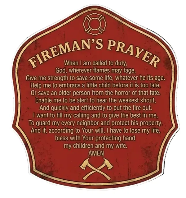 Firefighters Prayer Helmet Shield Window or Helmet Decal Tiktok