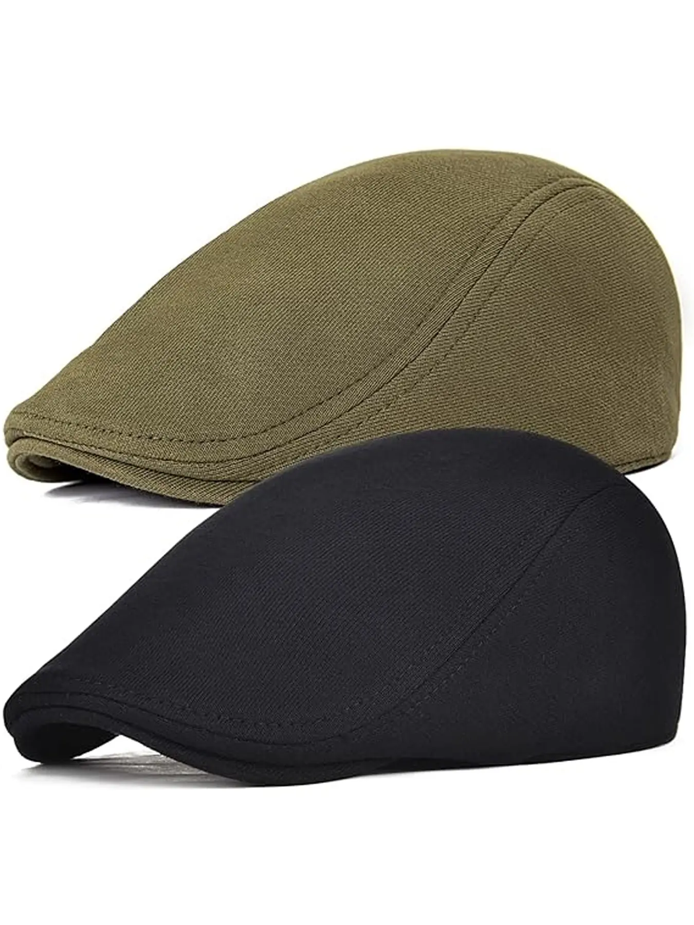2Pack Men's Flat Cap Gatsby Newsboy Lvy Irish Hats Driving Cabbie Hunting Cap Premium Fitted Cap Flat Design Hat Flat Bill Hat Premium Quality Cap