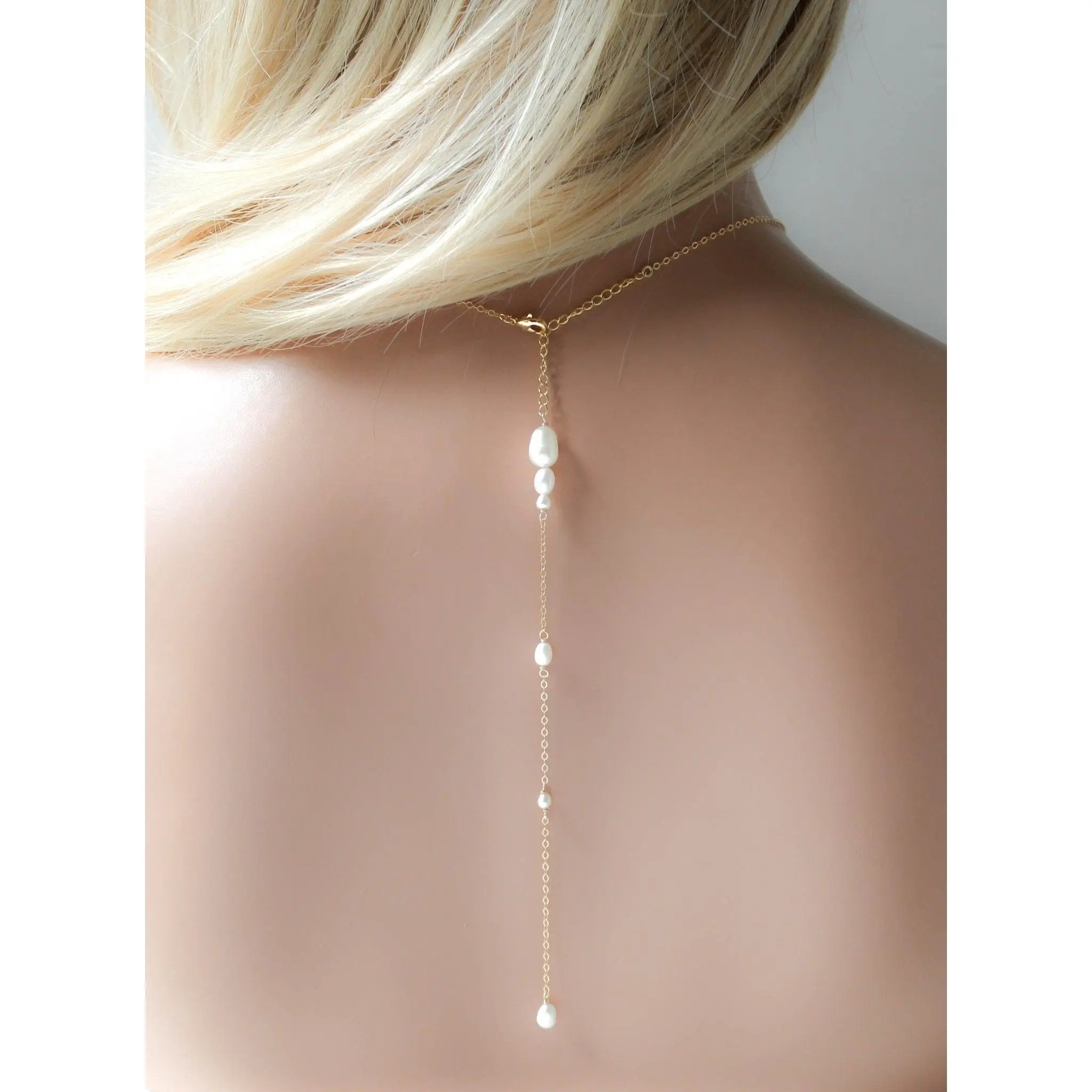 Pearl backdrop necklace for wedding - AMIRA