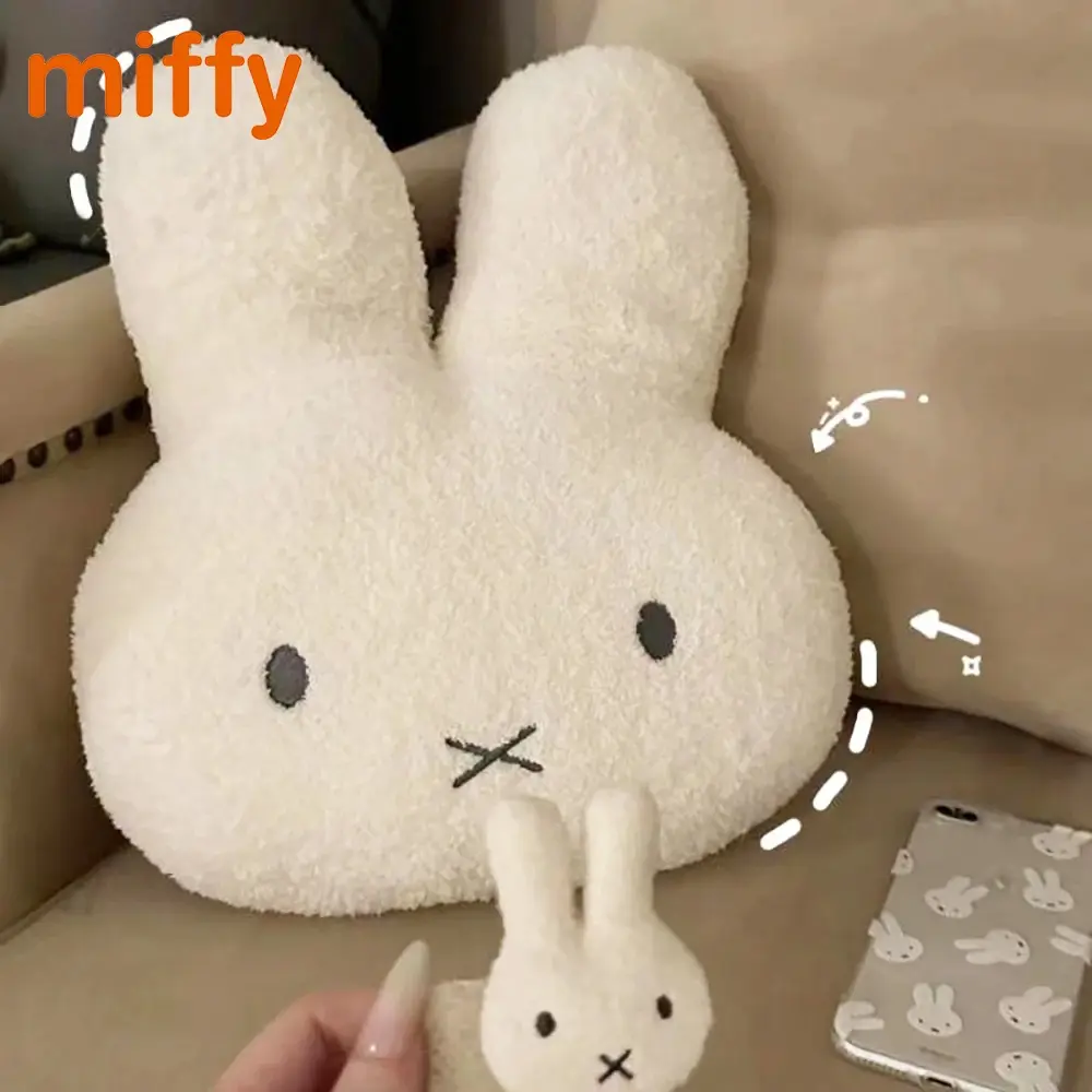 Kawaii Miffy Cute Plush Pillow Cartoon Rabbit Add Cotton High Quality Household Bedroom Simple Sofa Cushion Girl Festival Gift