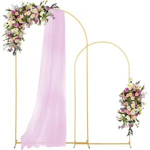 Wedding Arch Backdrop Stand 7.2FT,6FT Set of 2,Metal Arch Backdrop Stand for Wedding Ceremony  Garden Floral Balloon Arch Decoration,Gold
