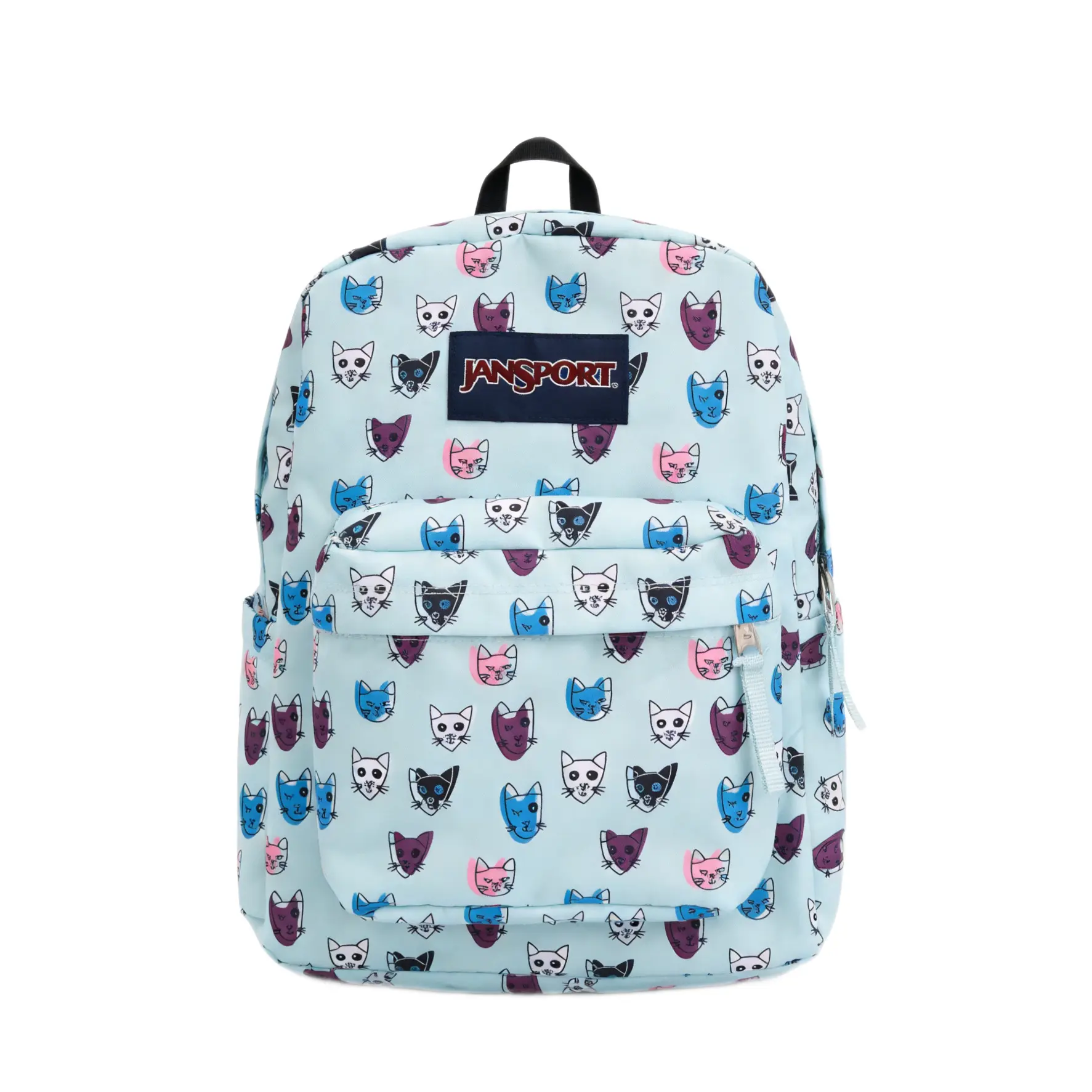 JanSport Classic Cute Cat Printed Backpack, Waterproof Lightweight Nylon Bookbag, Aesthetic School Backpack for Teen Girls, College & Daily Travel