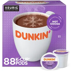 Dunkin' Donuts Milk Chocolate Hot Cocoa Single Serve K-Cup Pods, 22 Pods Per Pack, Case Of 4 Packs