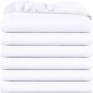 Fitted Sheets - Bulk Pack of 6 Bottom Sheets - Soft Brushed Microfiber - Deep Pockets - Shrinkage & Fade Resistant - Easy Care (White)