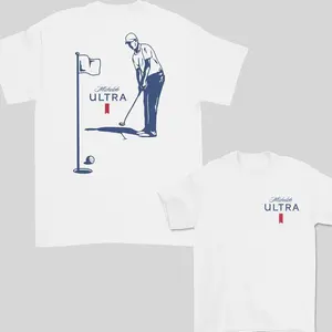 Michelob Ultra Golfing T-Shirt Double-Sided Graphic Tee for Men Funny Golf Shirt for Beer Lovers Lightweight Casual Golf Outfit Perfect Gift for Golfers Stylish Comfortable Michelob Ultra Golf Apparel