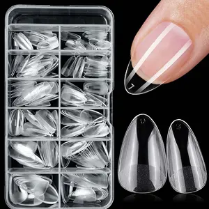 Short Almond Fake Nail Tips, 240pcs/box Clear Fake Nails for Nail Salon, Nail Extension, Press on Nails Making, Professional Manicure Accessories, Nail Extension Kit