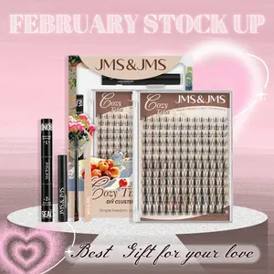 Fairy Lash Kit l JMS&JMS Spiky Manga Clusters,【NO BRUSH】0.05mm Invisible Clear Band,DIY Anime Cartoon Doll Wet Cat Eyelash Extension at Home,Babyface Roundface Beginner-Friendly Feb Stockup