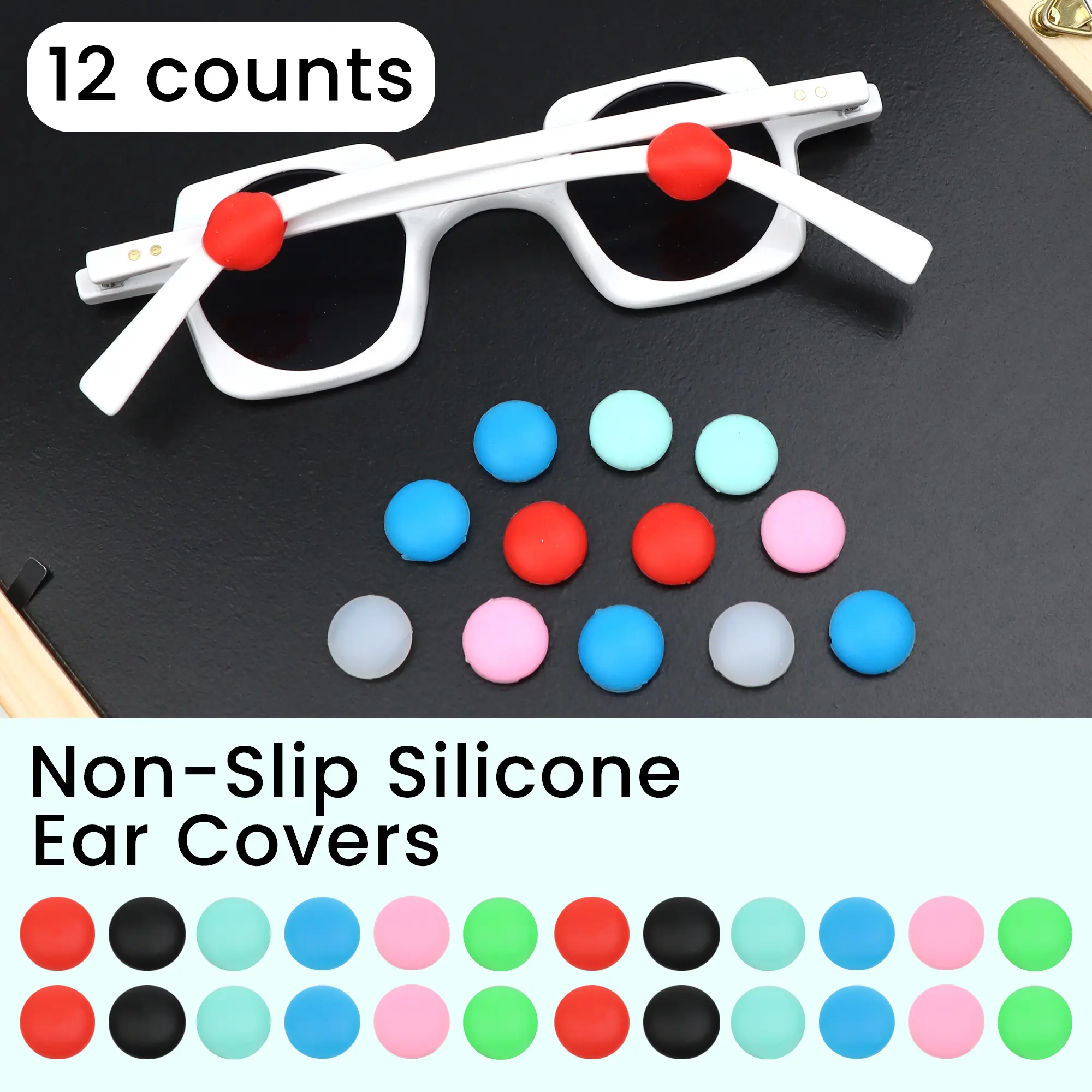 12 Counts Silica gel Eyeglasses Retainer, Multicolored Bean, made of high quality soft silicone with a much smaller size