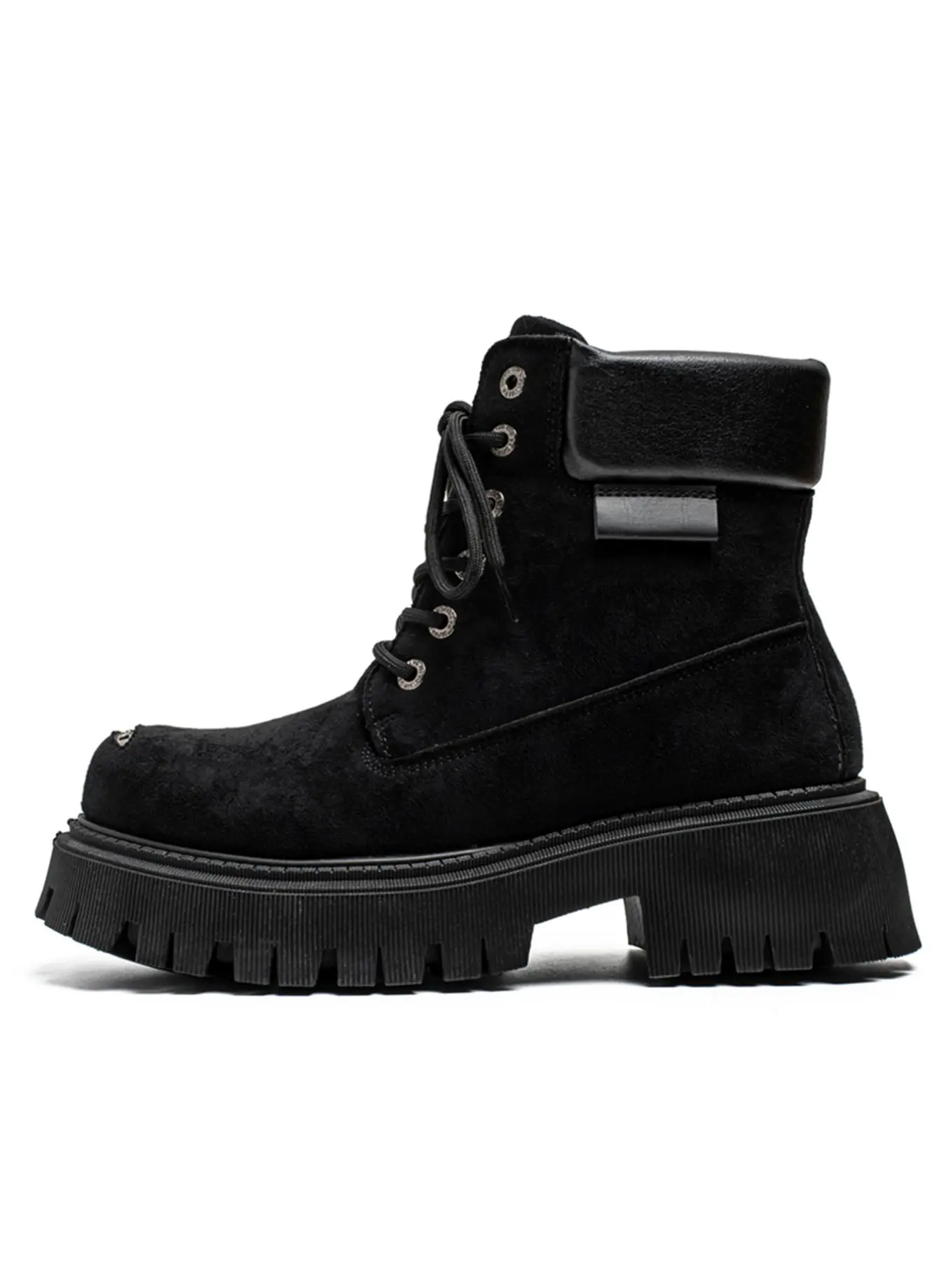 Men's High-Top Leather Boots, Summer & Spring Thick Sole Lace-Up Biker Boots, Trendy American Workwear, All-Season Youth Fashion