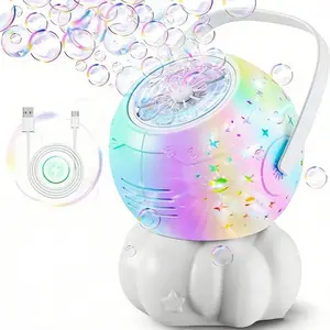 7 Color LED Light Rechargeable Bubble Machine, 20oz (600ml) Large Capacity Atmosphere Light, Automatic Bubble Blower, Perfect for Parties, Boys & Girls Birthday Holiday Gifts