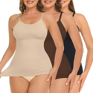 Women's Sleeveless Round Neck Cami Tank Top  Tummy Control Shapewear Camisole With Adjustable Spaghetti Strap for Women Plus Size S-3XL